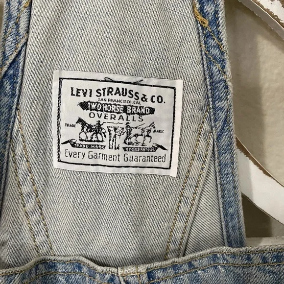 LEVI STRAUSS & CO TWO HORSE BRAND xsmall OVERALLS SHORTALLS CHORE DENIM SHORT - Picture 6 of 8